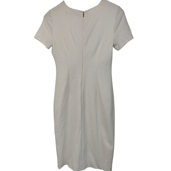 Size 0 Karl Lagerfeld Paris White Pearl Short Sleeve Sheath Dress NWOT Stretch - Picture 4 of 8